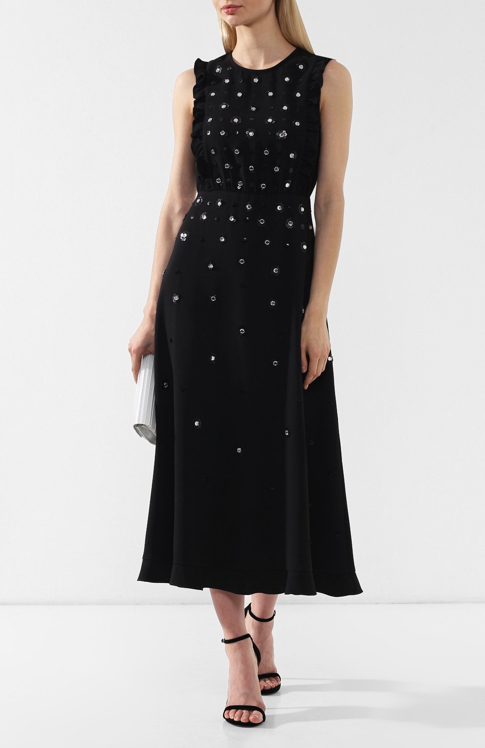 Платье с декоративной отделкой REDVALENTINO черного цвета по цене 77150 руб., арт. RR3VA01D/HQY, фото 2 Платье с декоративной отделкой REDVALENTINO, арт. RR3VA01D/HQY, фото 2