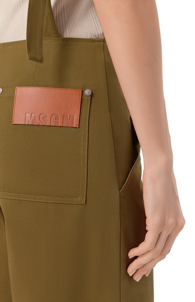 Хлопковый комбинезон MSGM хаки цвета по цене 59800 руб., арт. 4041MDA10/267104, фото 4 Хлопковый комбинезон MSGM, арт. 4041MDA10/267104, фото 4