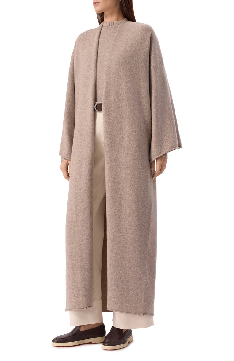Женский кашемировый кардиган EXTREME CASHMERE бежевого цвета, арт. 325-037-01-TU-02 | Фото 3 (Длина (для топов): Удлиненные; Материал внешний: Кашемир, Шерсть; Рукава: Длинные; Женское Кросс-КТ: кардиган-трикотаж; Стили: Кэжуэл; Застежка: Без застежки; Автоматизация состава: Проставлено; Автоматизация ТО: Проставлено)