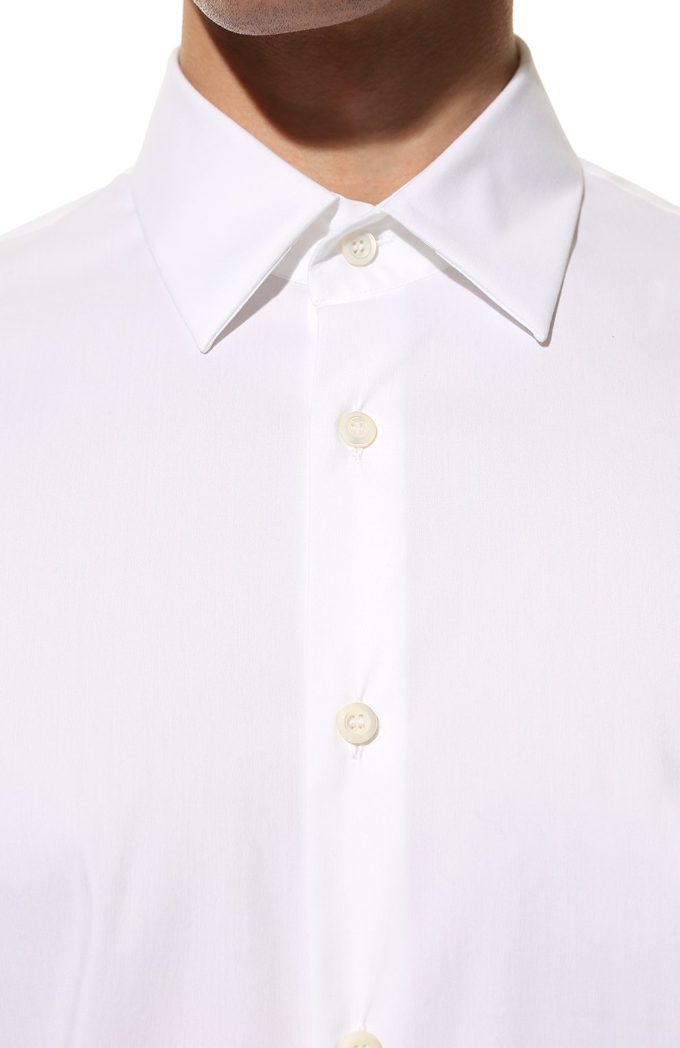 Хлопковая рубашка PRADA белого цвета по цене 65000 руб., арт. UCM608-F62-F0009, фото 5 Хлопковая рубашка PRADA, арт. UCM608-F62-F0009, фото 5