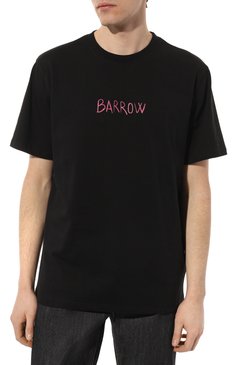 Мужская хлопковая футболка BARROW черного цвета, арт. S4BWMATH146 | Фото 3 (Длина (для топов): Стандартные; Материал внешний: Хлопок; Рукава: Короткие; Стили: Кэжуэл; Принт: С принтом; Кросс-КТ: Джерси; Мужское Кросс-КТ: Футболка-одежда)