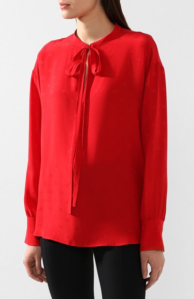 Шелковая блузка VALENTINO красного цвета по цене 133500 руб., арт. SB3AE01U4N6, фото 3 Шелковая блузка VALENTINO, арт. SB3AE01U4N6, фото 3