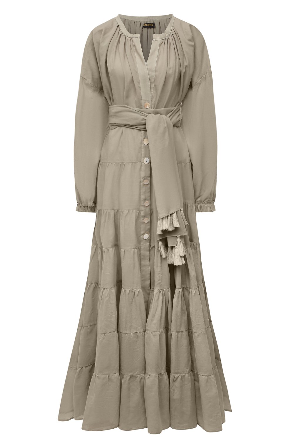 Хлопковое платье ERIKA PENA хаки цвета по цене 52950 руб., арт. ELLADRESS, фото 1 Хлопковое платье ERIKA PENA, арт. ELLADRESS, фото 1