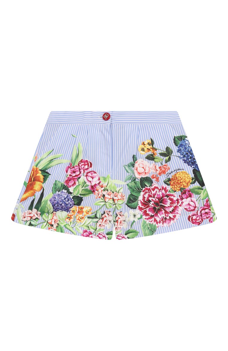 Детские хлопковые шорты DOLCE & GABBANA голубого цвета, арт. L53Q39/FI5K7/2-6 | Фото 1 (Материал внешний: Хлопок; Нос: Не проставлено; Случай: Повседневный; Автоматизация состава: Проставлено; Ростовка одежда: 6 лет | 116 см)