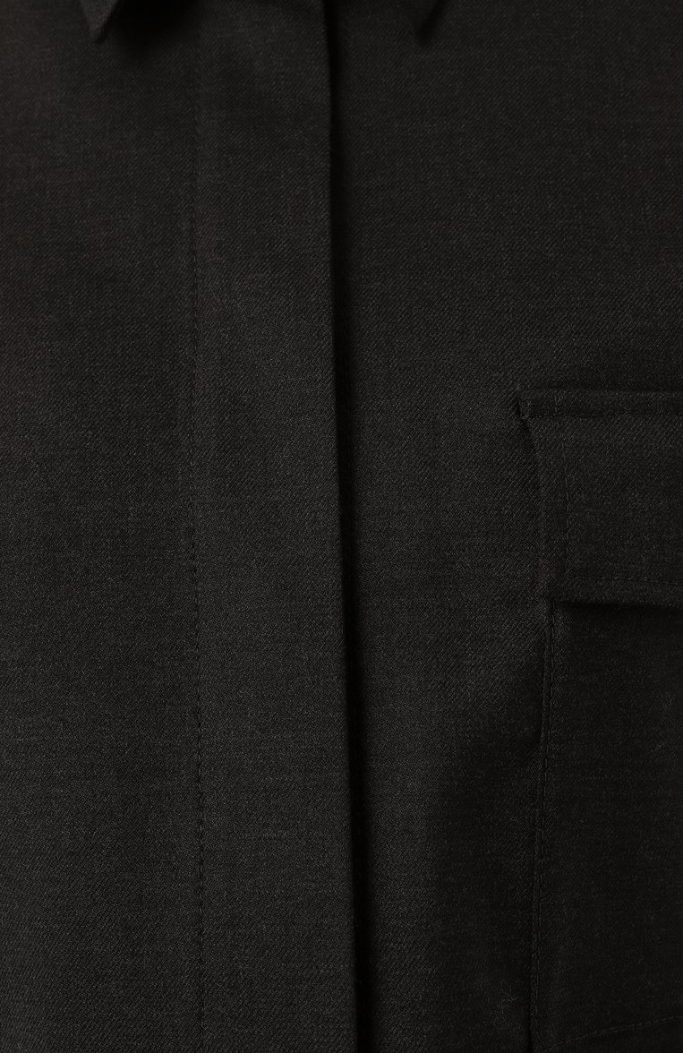 Женское шерстяное платье BRUNELLO CUCINELLI темно-серого цвета, арт. MG912A5271 | Фото 5 (Материал внешний: Шерсть; Рукава: Длинные; Материал сплава: Проставлено; Длина Ж (юбки, платья, шорты): Миди; Драгоценные камни: Проставлено; Случай: Повседневный; Женское Кросс-КТ: Платье-одежда; Стили: Кэжуэл)