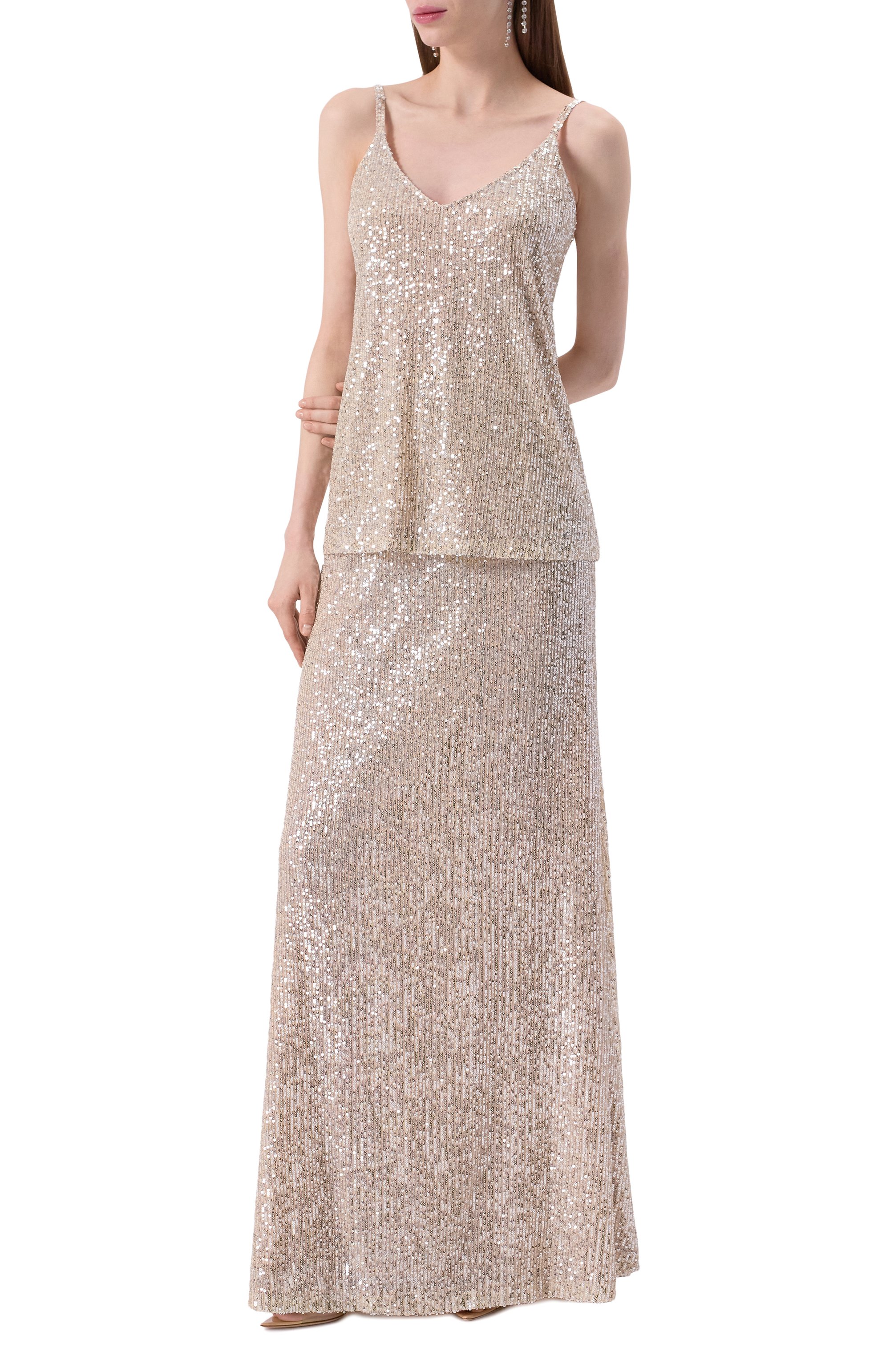 Юбка с отделкой пайетками CHAPURIN светло-бежевого цвета по цене 80000 руб., арт. SK/20187/28886-М, фото 2 Юбка с отделкой пайетками CHAPURIN, арт. SK/20187/28886-М, фото 2