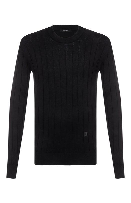Джемпер из шелка и хлопка Balmain FH1KD000/KI73 Чёрный FH1KD000/KI73