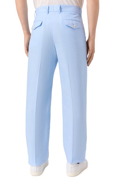 Льняные брюки DOLCE & GABBANA голубого цвета по цене 111500 руб., арт. GP0R1T/FU4JB, фото 4 Льняные брюки DOLCE & GABBANA, арт. GP0R1T/FU4JB, фото 4