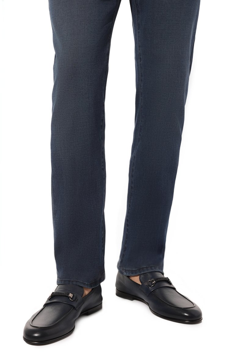 Мужские кожаные лоферы BARRETT темно-синего цвета, арт. 241U013.2 | Фото 3 (Материал внутренний: Натуральная кожа; Материал сплава: Проставлено; Нос: Не проставлено; Стили: Кэжуэл)