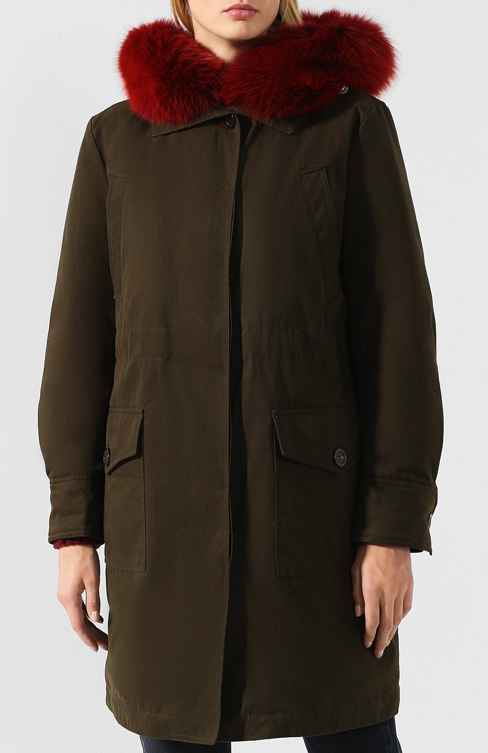 Утепленная парка с капюшоном MONCLER хаки цвета по цене 263000 руб., арт. D2-093-49398-10-57900, фото 3 Утепленная парка с капюшоном MONCLER, арт. D2-093-49398-10-57900, фото 3