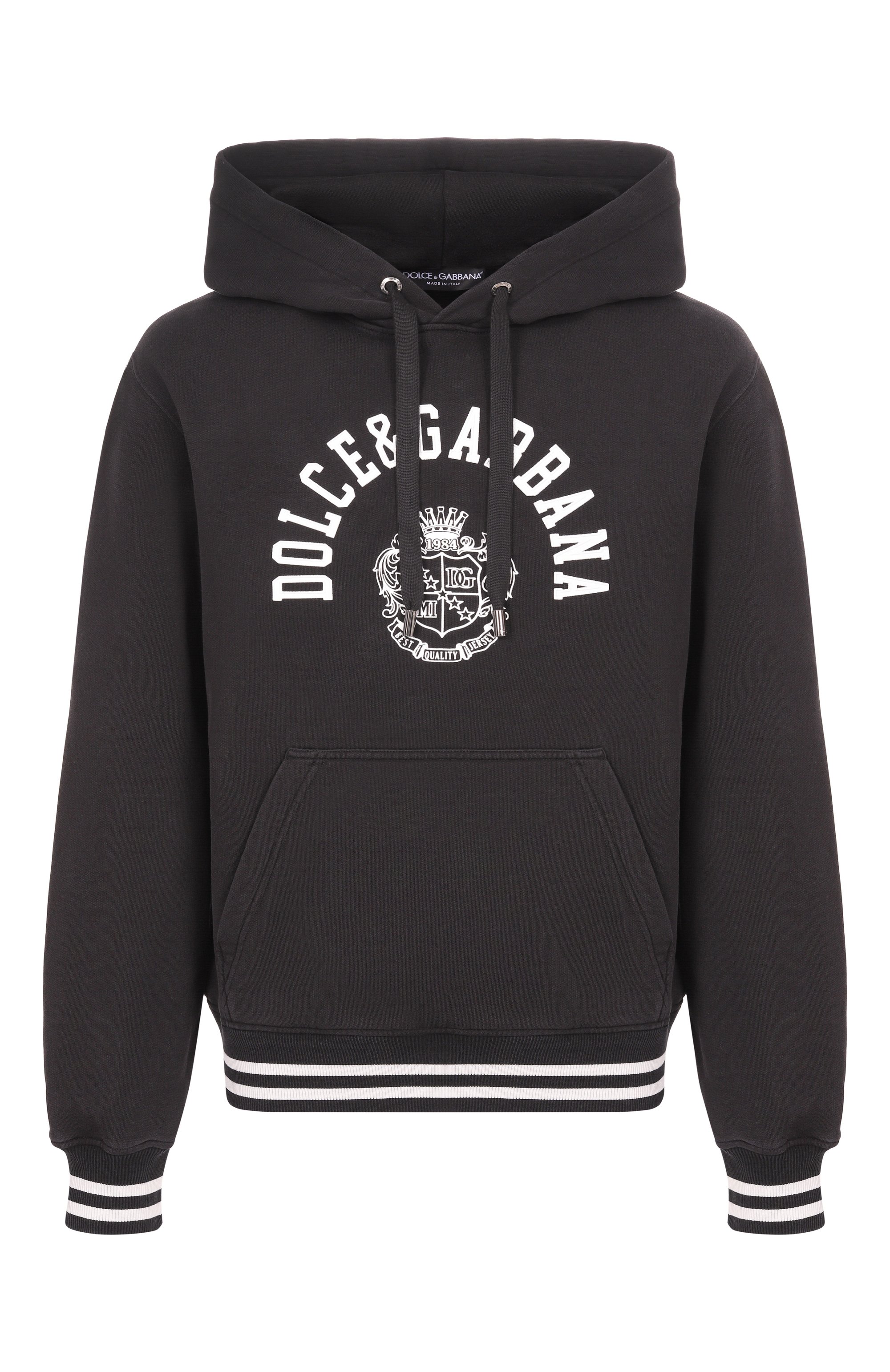 Хлопковое худи DOLCE & GABBANA черного цвета по цене 125500 руб., арт. G9BGPT/G7P0T, фото 1 Хлопковое худи DOLCE & GABBANA, арт. G9BGPT/G7P0T, фото 1
