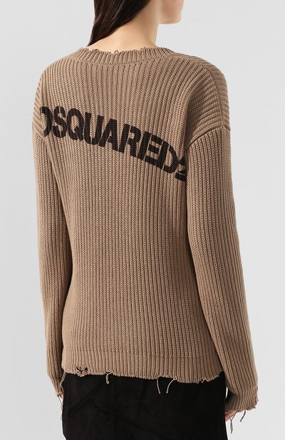 Хлопковый пуловер DSQUARED2 бежевого цвета по цене 42700 руб., арт. S75HA0932/S16982, фото 4 Хлопковый пуловер DSQUARED2, арт. S75HA0932/S16982, фото 4
