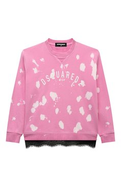 Детский хлопковый свитшот DSQUARED2 розового цвета, арт. DQ2314/D0A8Y | Фото 1 (Рукава: Длинные; Материал сплава: Проставлено; Материал внешний: Хлопок; Девочки Кросс-КТ: Свитшот-одежда; Драгоценные камни: Проставлено; Ростовка одежда: 4 года | 104 см, 16 лет | 164 см, 13 - 15 лет | 158 см, 6 лет | 116 см, 8 лет | 128 см, 10 - 11 лет | 140 - 146см)