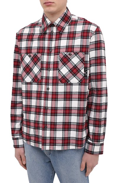 Хлопковая рубашка OFF-WHITE красного цвета по цене 59850 руб., арт. 0MGA133R21FAB002, фото 3 Хлопковая рубашка OFF-WHITE, арт. 0MGA133R21FAB002, фото 3