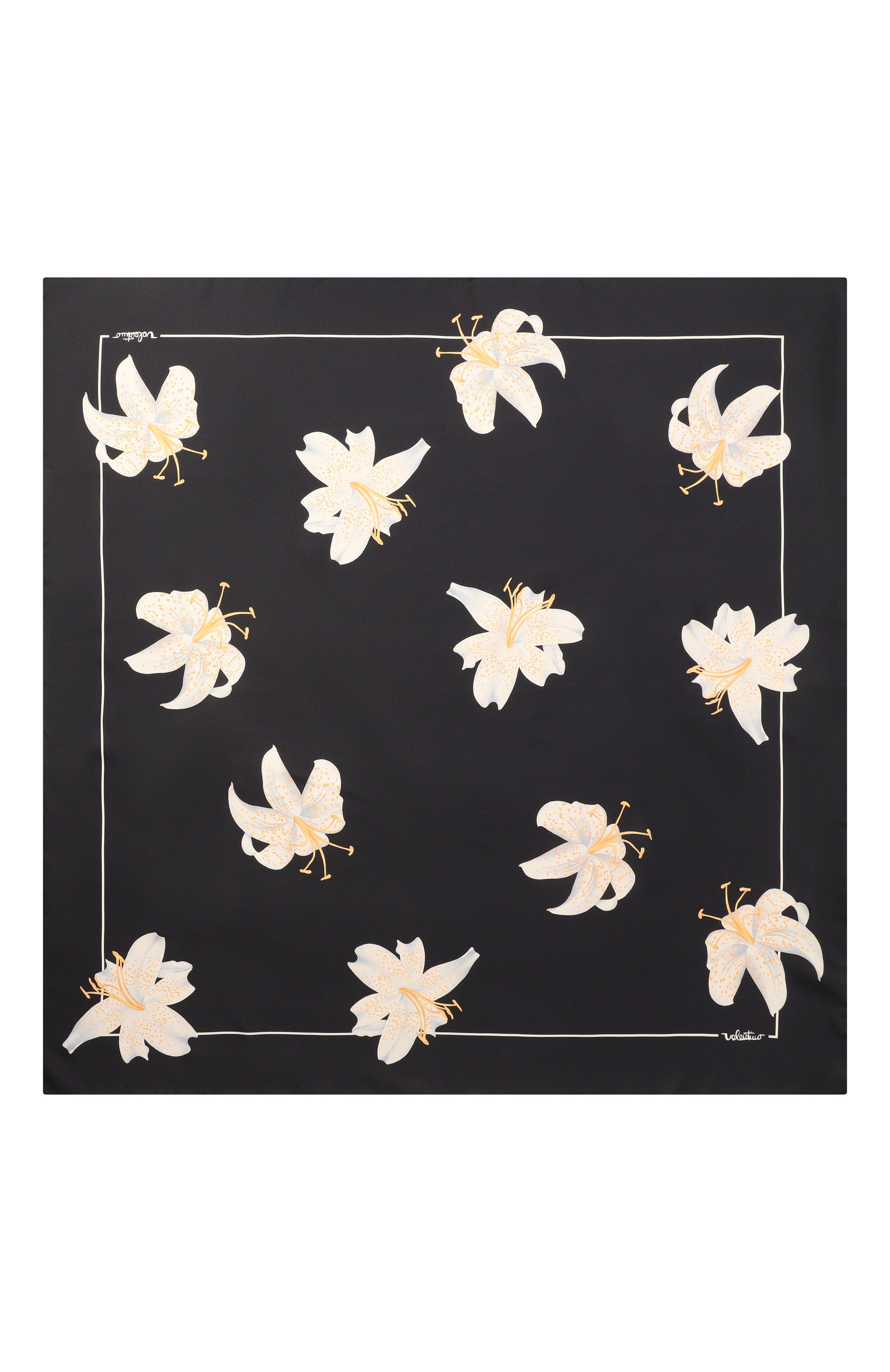 Шелковый платок VALENTINO черного цвета по цене 55300 руб., арт. 8W2EI114/UKN, фото 4 Шелковый платок VALENTINO, арт. 8W2EI114/UKN, фото 4