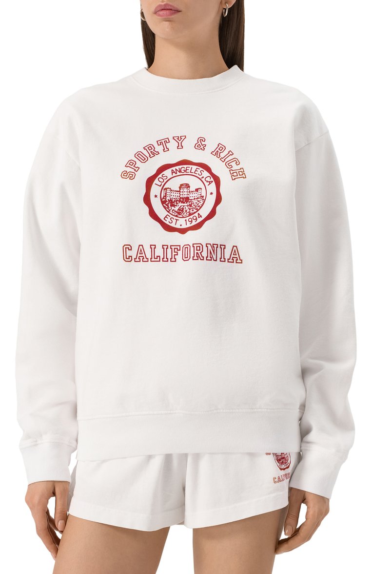 Хлопковый свитшот SPORTY AND RICH, арт. ST071606508WH01, фото 3