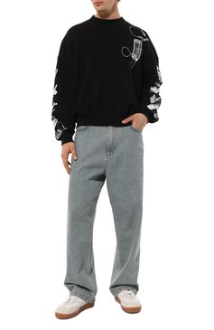 Мужской хлопковый свитшот OFF-WHITE черного цвета, арт. 0MBA070S24FLE001 | Фото 2 (Рукава: Длинные; Длина (для топов): Стандартные; Принт: С принтом; Материал сплава: Проставлено; Материал внешний: Хлопок; Стили: Спорт-шик; Драгоценные камни: Проставлено)