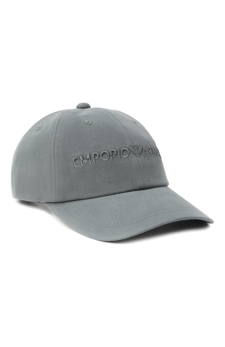 Мужская хлопковая бейсболка EMPORIO ARMANI серого цвета, арт. EM001319/AF14032 | Фото 1 (Нос: Не проставлено; Материал: Текстиль, Хлопок)