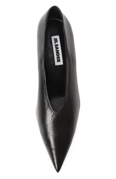 Женские кожаные туфли JIL SANDER черного цвета, арт. J15WL0056/P8024 | Фото 6 (Подошва: Плоская; Материал внешний: Натуральная кожа; Драгоценные камни: Проставлено; Материал внутренний: Натуральная кожа; Каблук тип: Kitten heel; Материал сплава: Проставлено; Каблук высота: Низкий)
