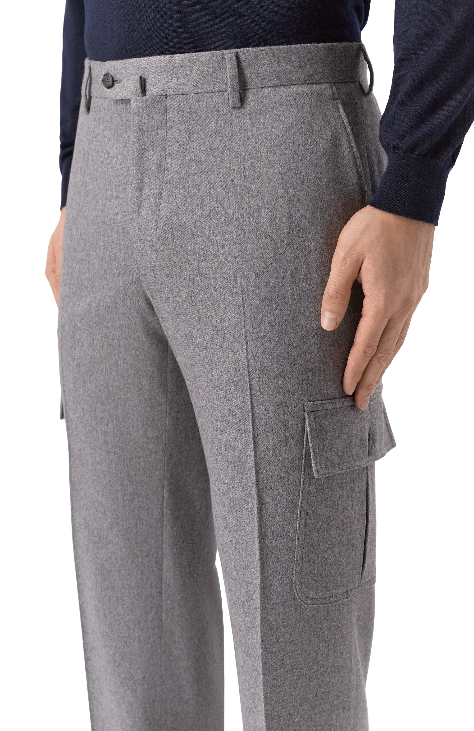 Шерстяные брюки-карго MVST серого цвета по цене 134000 руб., арт. M25.1MM.T412/981, фото 5 Шерстяные брюки-карго MVST, арт. M25.1MM.T412/981, фото 5