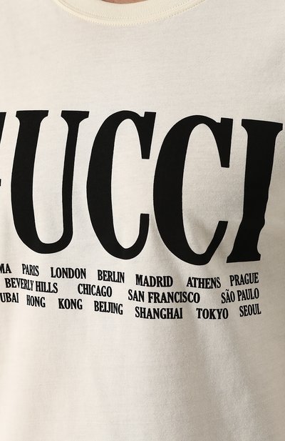 Хлопковая футболка с принтом GUCCI, арт. 493117/X3M22, фото 5