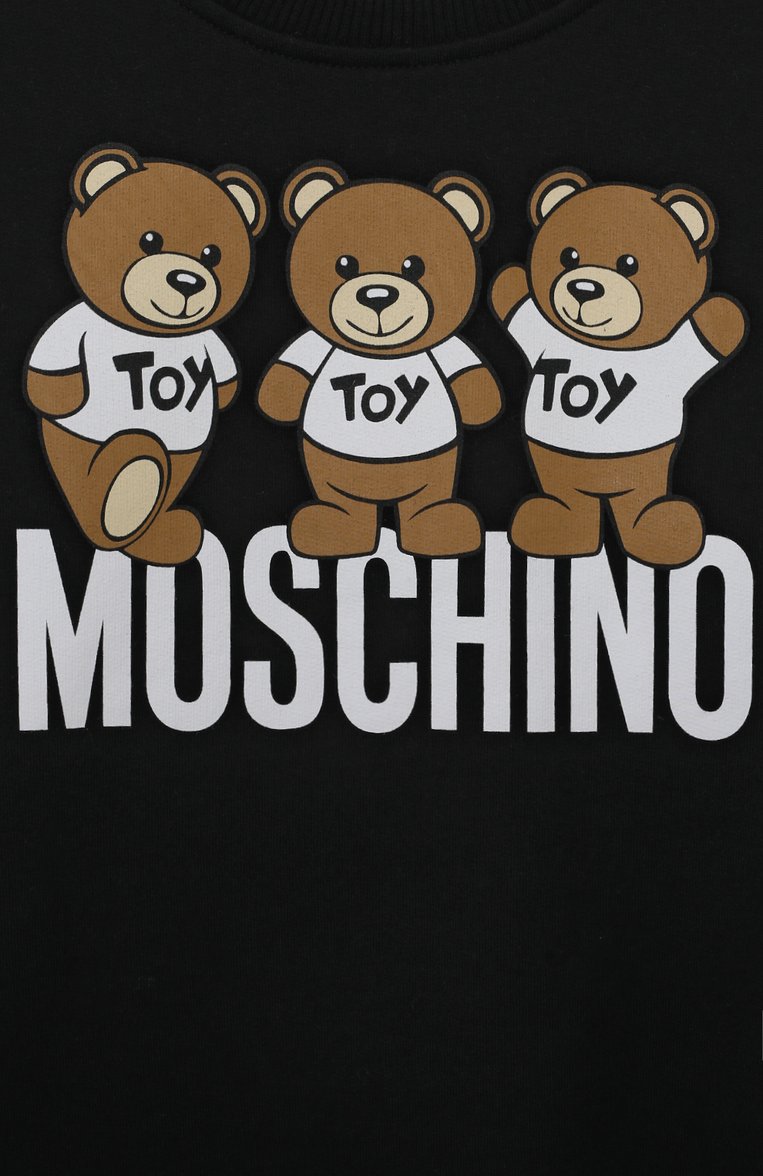 Детское хлопковое платье MOSCHINO черного цвета, арт. HDV0DP/LCA40/4A-8A | Фото 3 (Рукава: Длинные; Материал внешний: Хлопок; Случай: Повседневный)