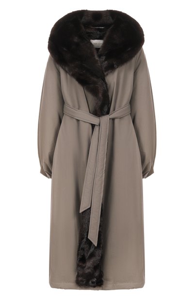 Женское хлопковое пальто с отделкой из экомеха MAGDA BUTRYM, арт. 226925