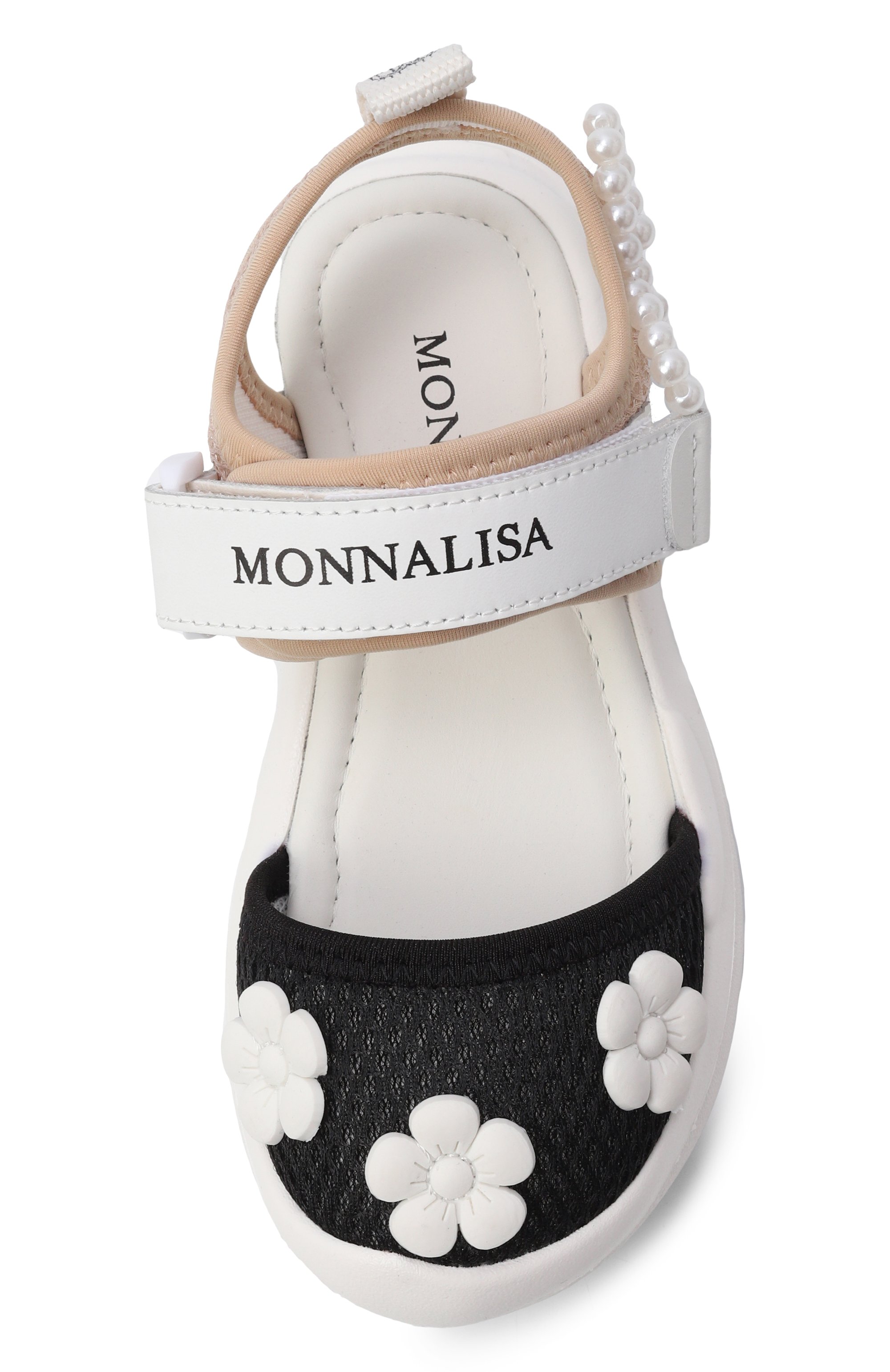 Сандалии MONNALISA черно-белого цвета по цене 16600 руб., арт. 8CG005, фото 4 Сандалии MONNALISA, арт. 8CG005, фото 4