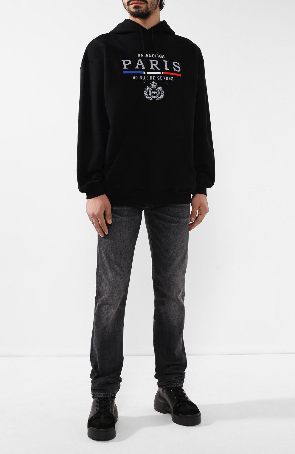 Хлопковое худи BALENCIAGA черного цвета по цене 51500 руб., арт. 570811/TGV68, фото 2 Хлопковое худи BALENCIAGA, арт. 570811/TGV68, фото 2