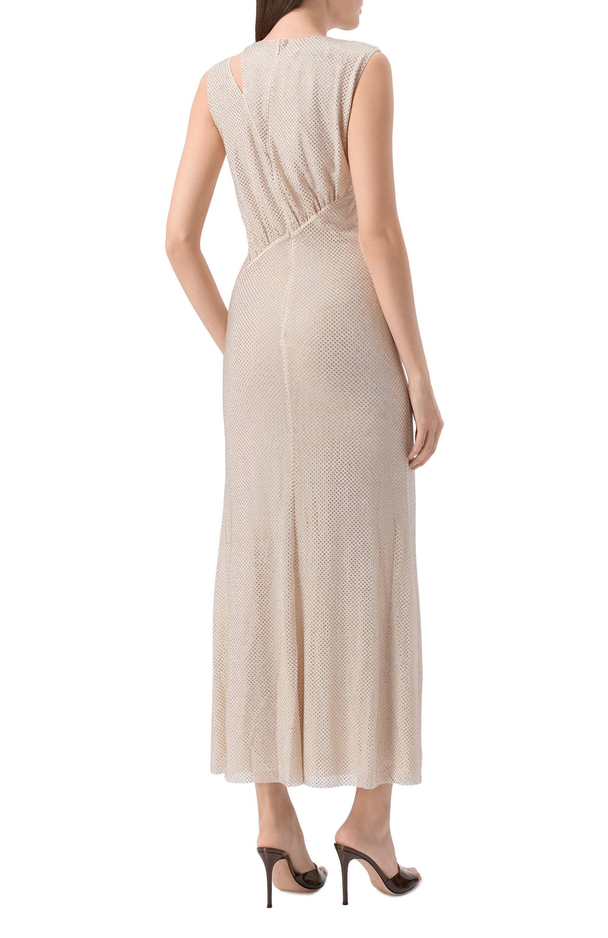 Платье с отделкой стразами SELF-PORTRAIT кремового цвета по цене 92500 руб., арт. SC25030MCH, фото 3 Платье с отделкой стразами SELF-PORTRAIT, арт. SC25030MCH, фото 3