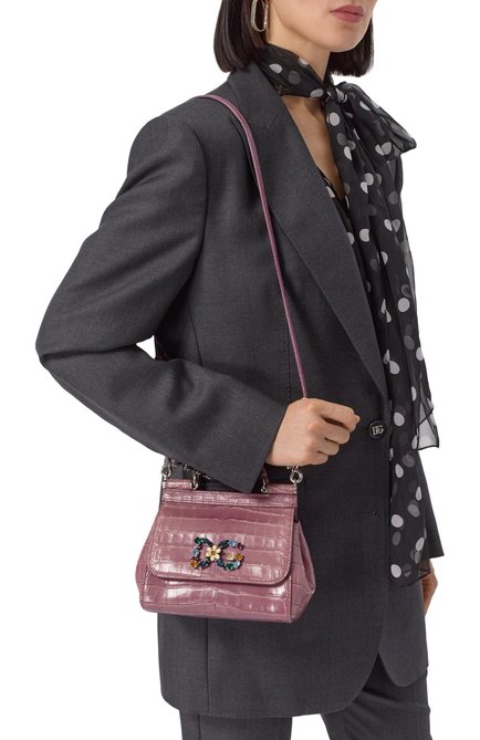 Женская сумка sicily micro из кожи аллигатора DOLCE & GABBANA, арт. BB6271/B2DH2/AMIS