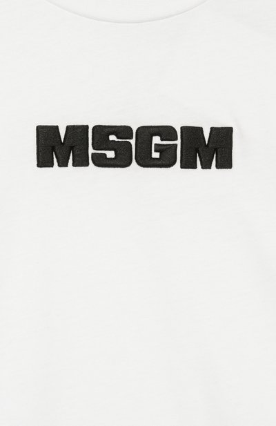 Хлопковая футболка MSGM KIDS белого цвета по цене 8435 руб., арт. S6MSJUTH072, фото 3 Хлопковая футболка MSGM KIDS, арт. S6MSJUTH072, фото 3