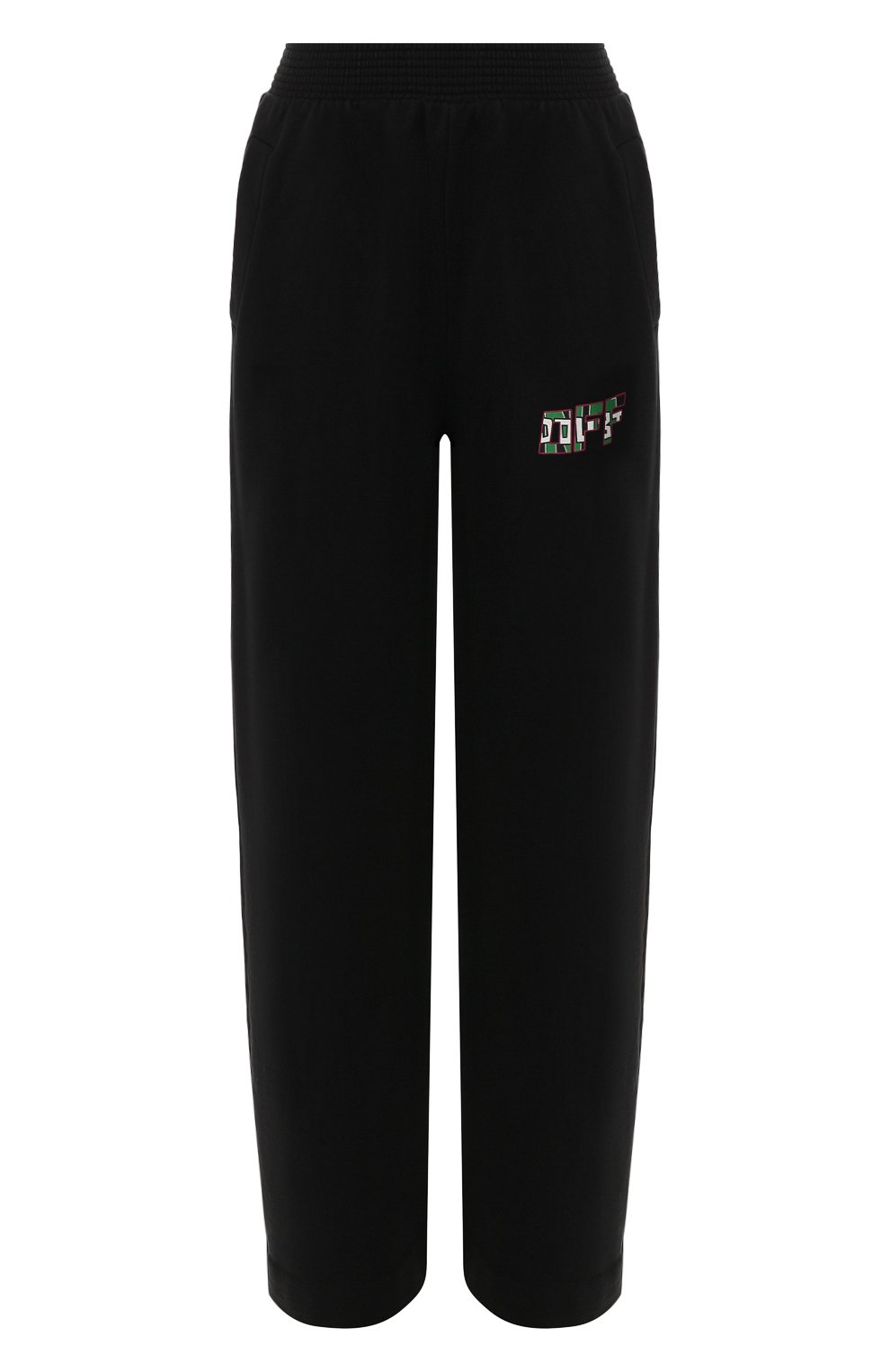 Хлопковые брюки OFF-WHITE черного цвета по цене 27350 руб., арт. 0WCH003R190030491088, фото 1 Хлопковые брюки OFF-WHITE, арт. 0WCH003R190030491088, фото 1