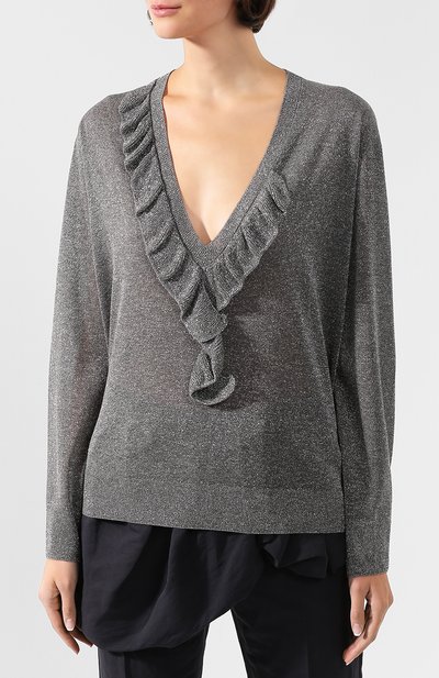 Пуловер из вискозы DRIES VAN NOTEN серебряного цвета по цене 62500 руб., арт. 201-31220-9700, фото 3 Пуловер из вискозы DRIES VAN NOTEN, арт. 201-31220-9700, фото 3