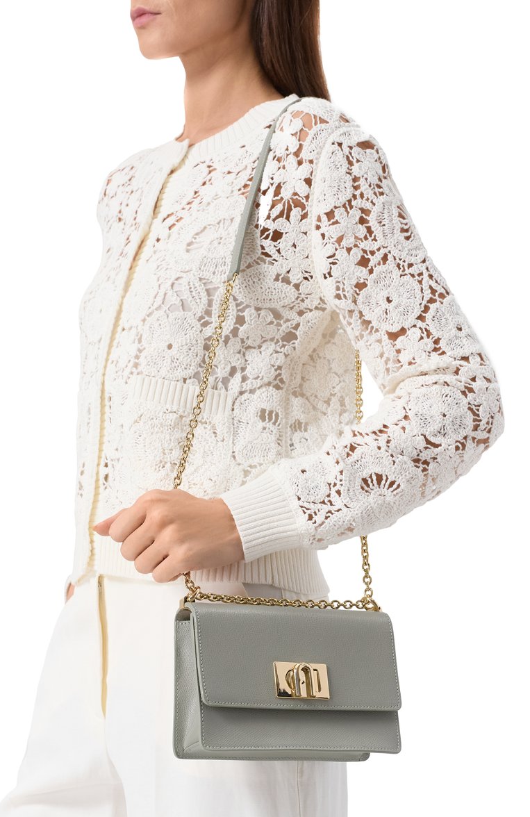 Женская сумка furla 1927 mini FURLA серого цвета, арт. BAFKACO/ARE000 | Фото 2 (Ремень/цепочка: На ремешке; Размер: mini; Материал: Натуральная кожа; Драгоценные камни: Проставлено; Материал сплава: Проставлено)