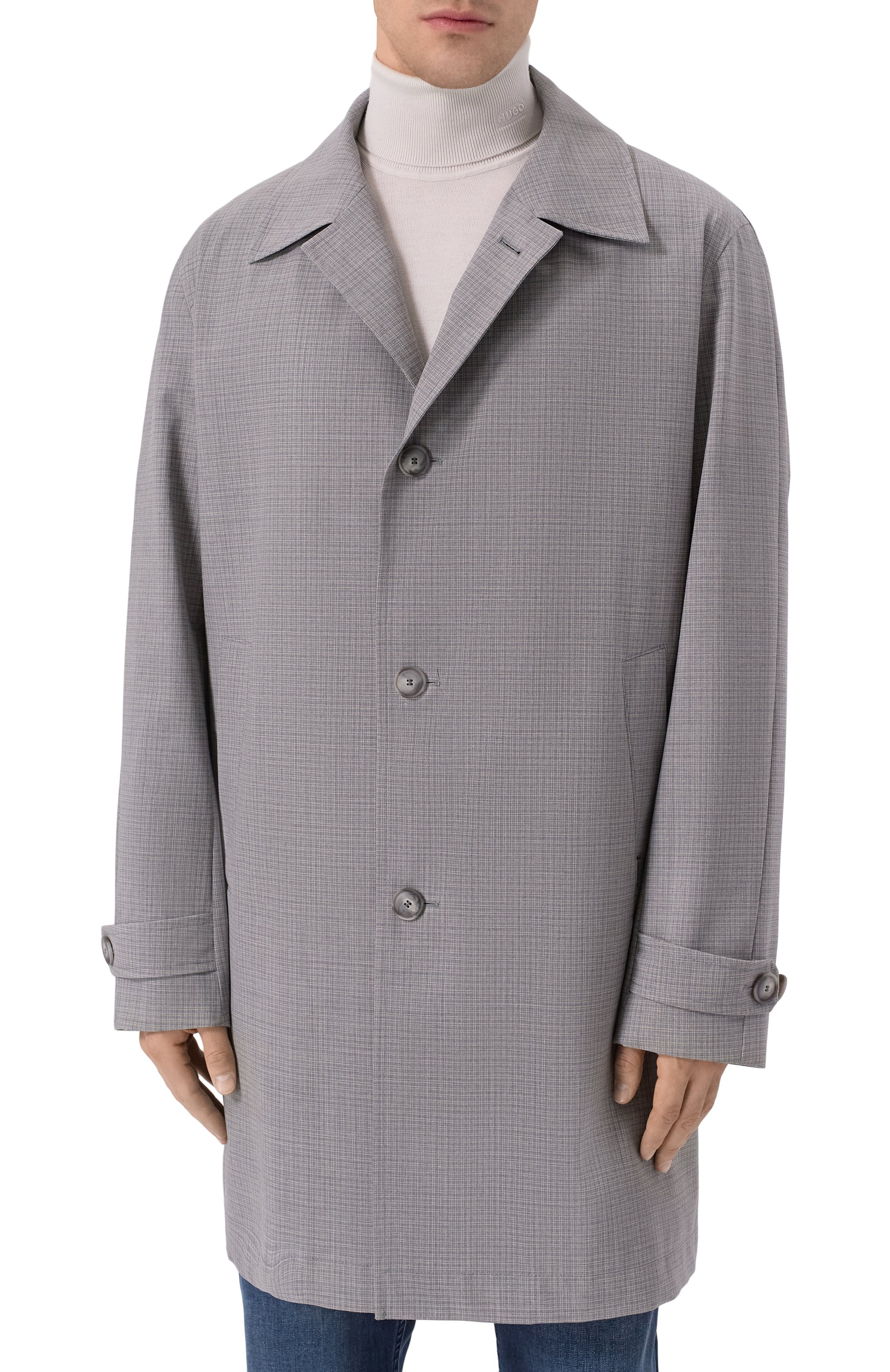 Плащ BOSS светло-серого цвета по цене 94050 руб., арт. 50556630, фото 3 Плащ BOSS, арт. 50556630, фото 3