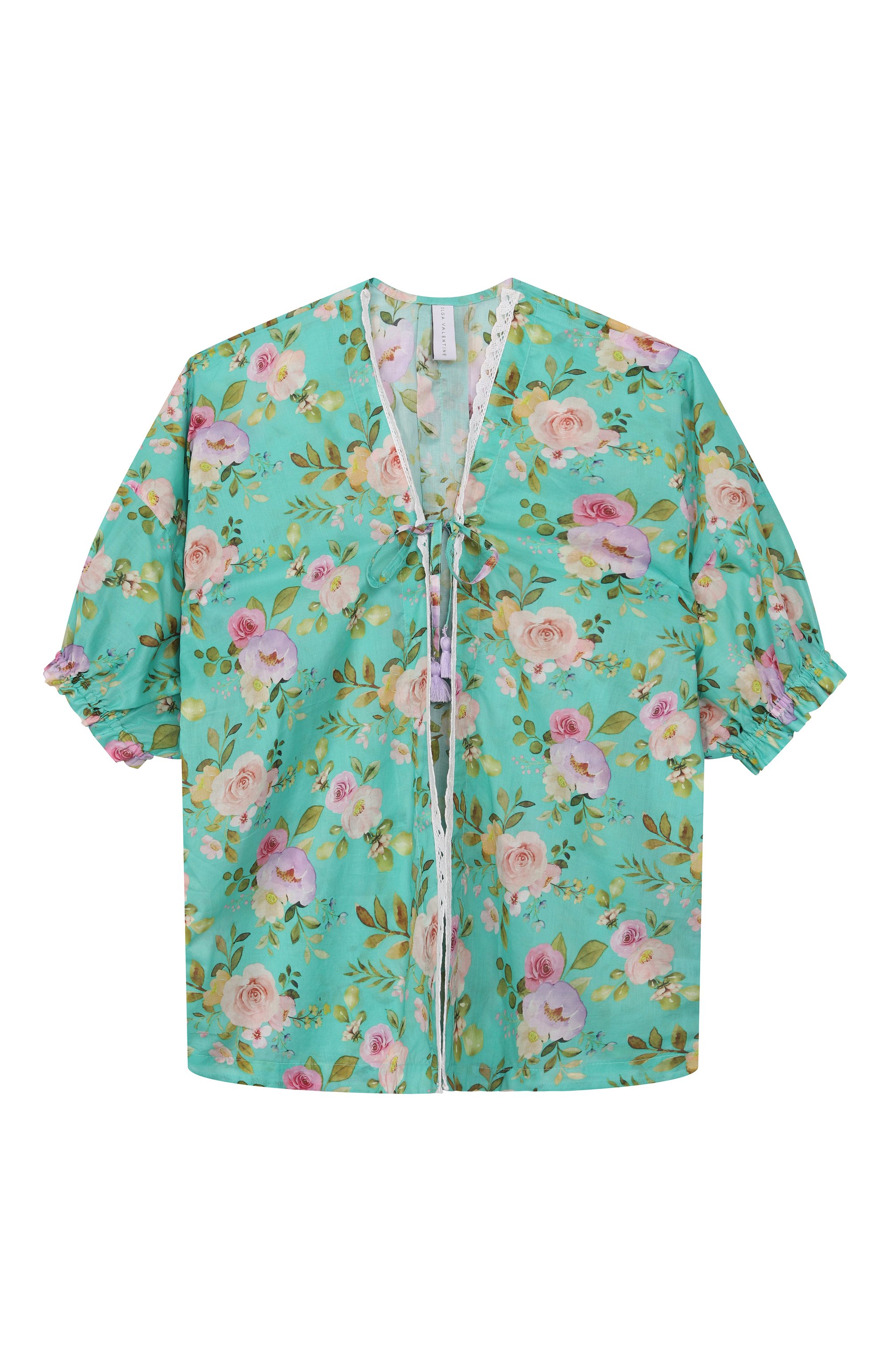 Хлопковая туника OLGA VALENTINE бирюзового цвета по цене 16000 руб., арт. 17KM/1A-10A, фото 1 Хлопковая туника OLGA VALENTINE, арт. 17KM/1A-10A, фото 1