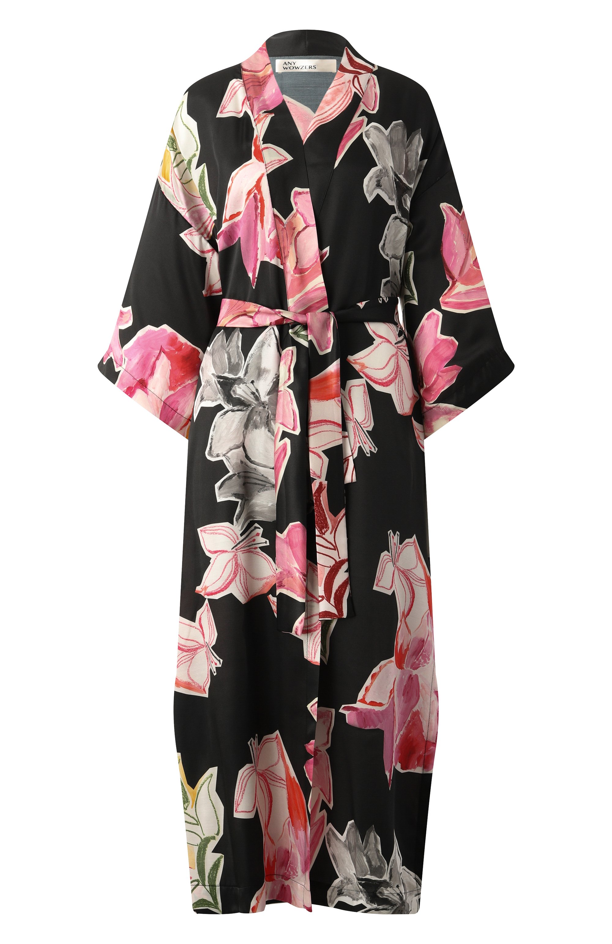 Халат из хлопка и шелка ANY WOWZERS черного цвета по цене 35000 руб., арт. ROBE01-MAXI-LILBLC, фото 1 Халат из хлопка и шелка ANY WOWZERS, арт. ROBE01-MAXI-LILBLC, фото 1