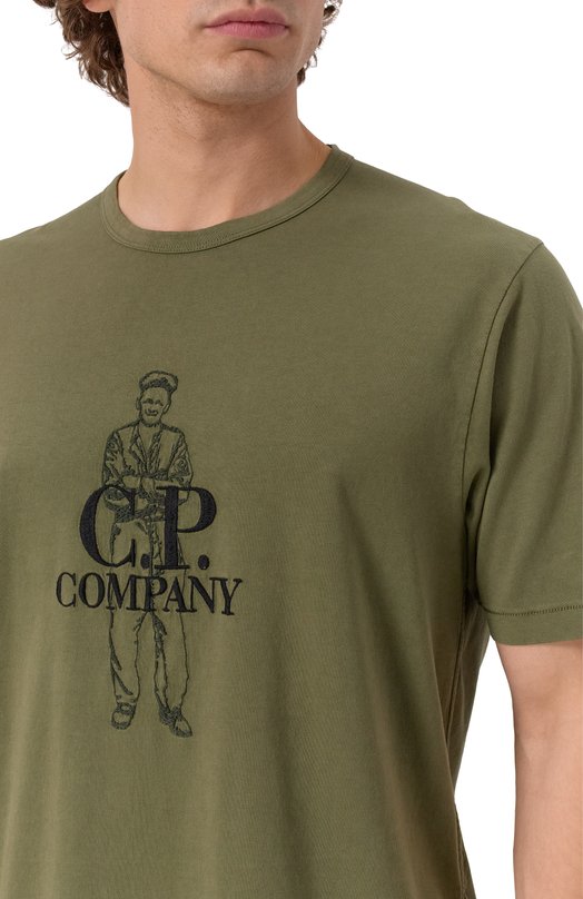 Хлопковая футболка C.P. Company 18CMTS288A0060570 Хаки  18CMTS288A0060570 Фото 5