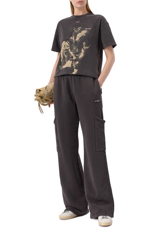 Хлопковые брюки Off-White 0WCH025S25FLE001 Чёрный  0WCH025S25FLE001 Фото 2