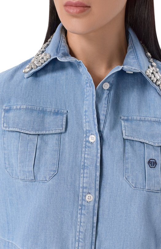 Джинсовая рубашка Philipp Plein SAFC WDP0079 PDE039N Голубой  SAFC WDP0079 PDE039N Фото 5