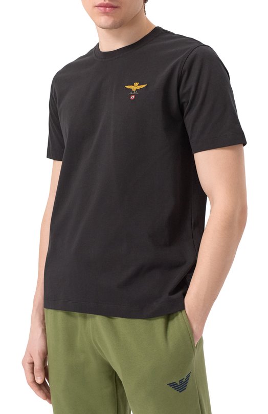 Хлопковая футболка Aeronautica Militare 241/TS1580J372 Чёрный  241/TS1580J372 Фото 3