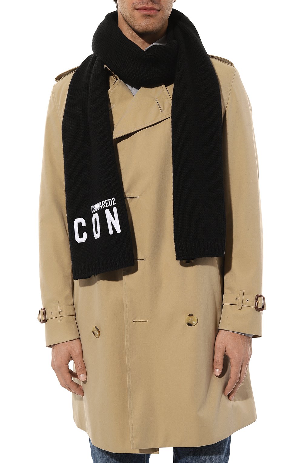 Шарф DSQUARED2 черно-белого цвета по цене 51750 руб., арт. KNM0123/05M06760, фото 2 Шарф DSQUARED2, арт. KNM0123/05M06760, фото 2