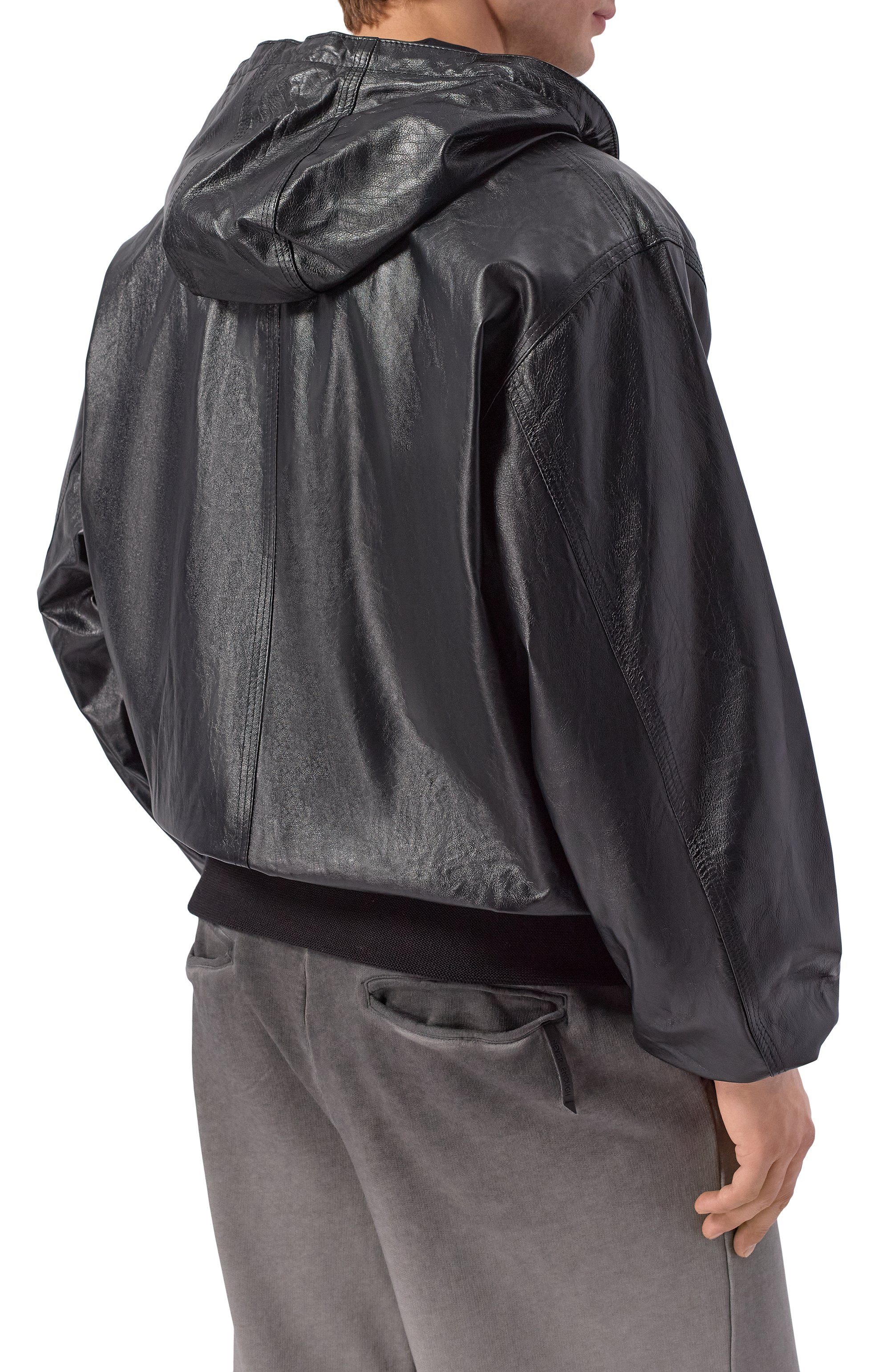 Кожаный бомбер GIORGIO BRATO черного цвета по цене 242000 руб., арт. GU26S26012BBTM, фото 4 Кожаный бомбер GIORGIO BRATO, арт. GU26S26012BBTM, фото 4