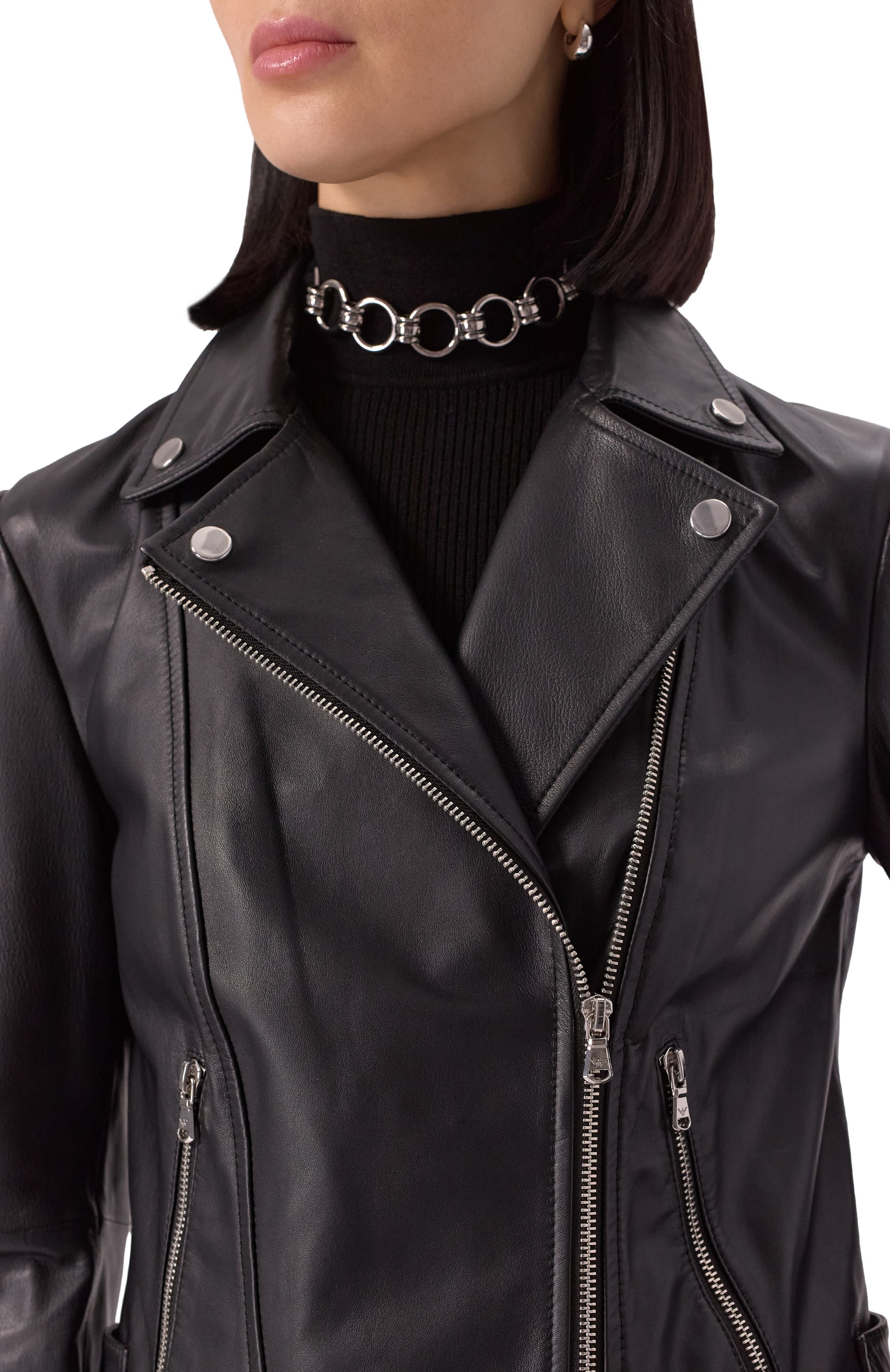 Кожаная куртка EMPORIO ARMANI черного цвета по цене 84900 руб., арт. 0NB60P/02P07, фото 5 Кожаная куртка EMPORIO ARMANI, арт. 0NB60P/02P07, фото 5