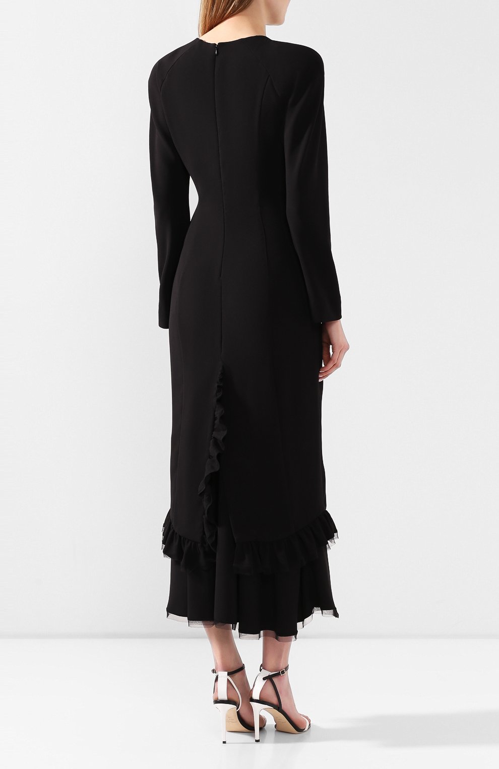 Платье из вискозы ULYANA SERGEENKO черного цвета по цене 260000 руб., арт. ABM019FW19P (1291т19), фото 4 Платье из вискозы ULYANA SERGEENKO, арт. ABM019FW19P (1291т19), фото 4