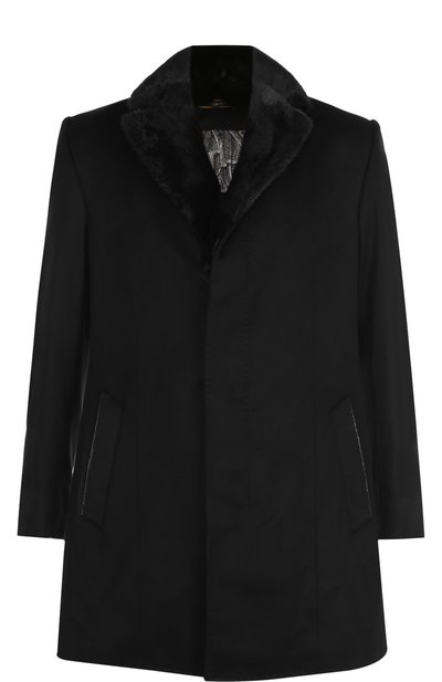 Мужской однобортное кашемировое пальто с меховой отделкой воротника ZILLI, арт. A0CINE-03001/00LI