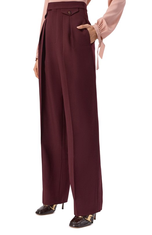 Шерстяные брюки Chloé CH26SPA06164 Бордовый  CH26SPA06164 Фото 3