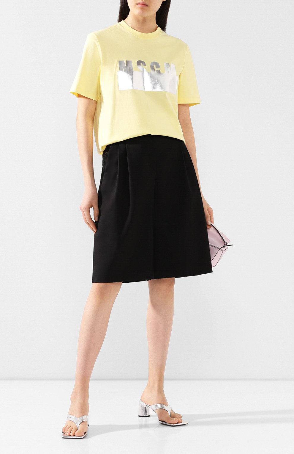 Хлопковая футболка MSGM желтого цвета по цене 8665 руб., арт. 2842MDM180 207498, фото 2 Хлопковая футболка MSGM, арт. 2842MDM180 207498, фото 2