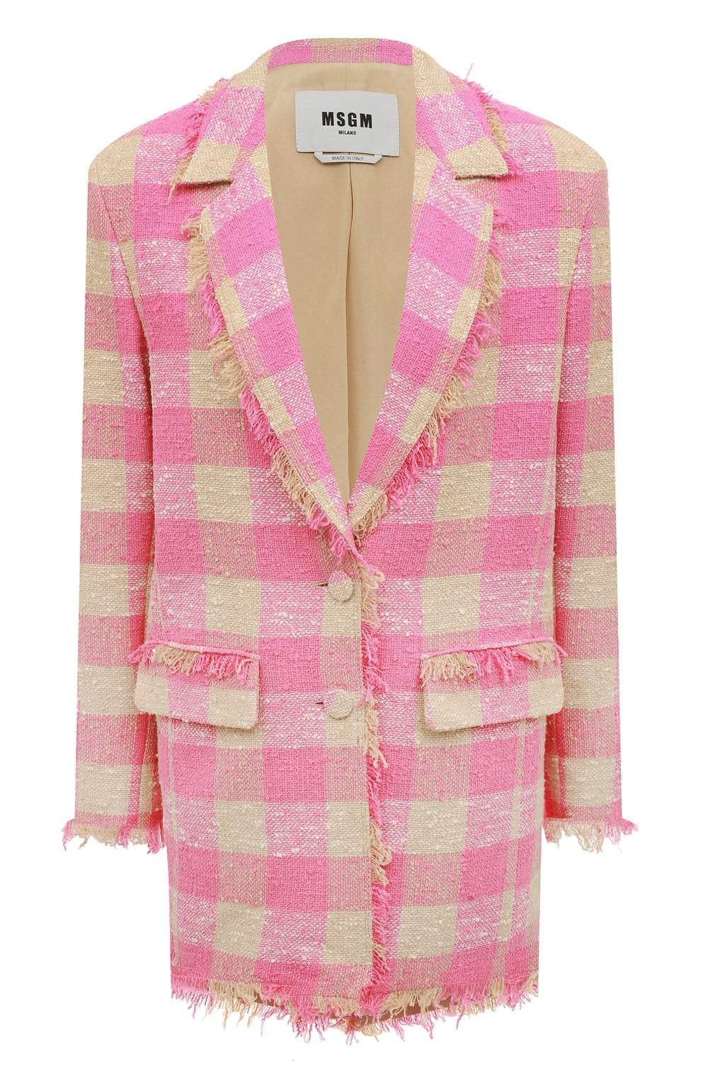 Хлопковый жакет MSGM розового цвета по цене 83750 руб., арт. 3242MDG106 227300, фото 1 Хлопковый жакет MSGM, арт. 3242MDG106 227300, фото 1